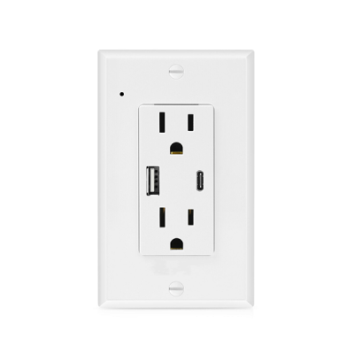 CRATUS.C - 4K UltraHD WIFI Streaming Nanny Cam Hardwired Functional USB-A & C Receptacle Outlet Plug