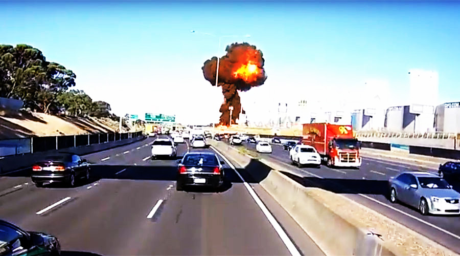 Dashcam capture moment of Australian plane crash